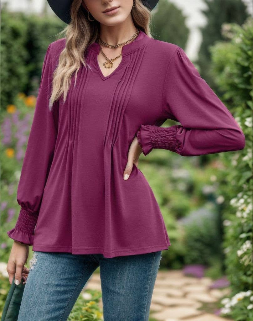 WOMEN'S PULL-UP SLEEVE V-NECK T-SHIRT