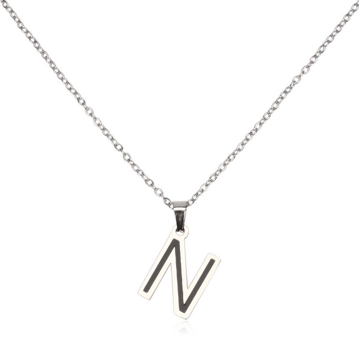 CWAJE05716_STAINLESS STEEL ALPHABET LETTER PENDANT NECKLACE
