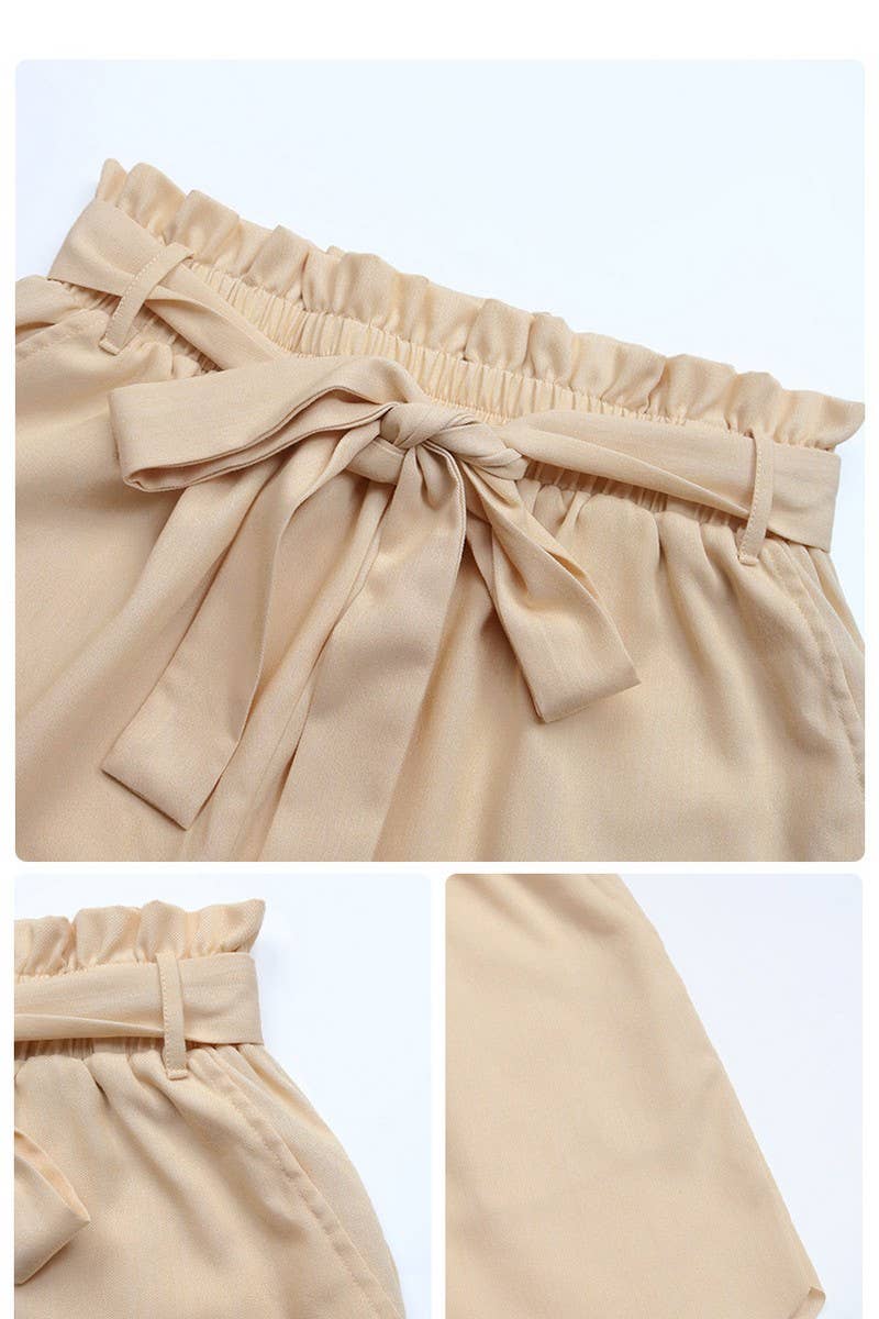 CWBSP0308_SOLID COLOR ELASTIC WAIST SHORTS WITH LACES