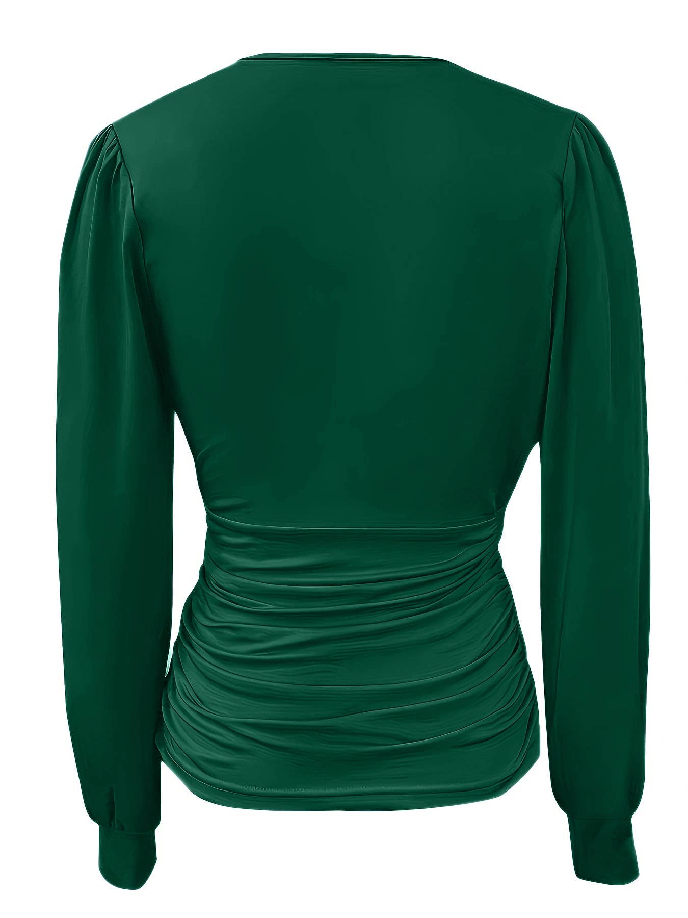 LONG SLEEVE FASHION V-NECK SOLID COLOR CASUAL TOP