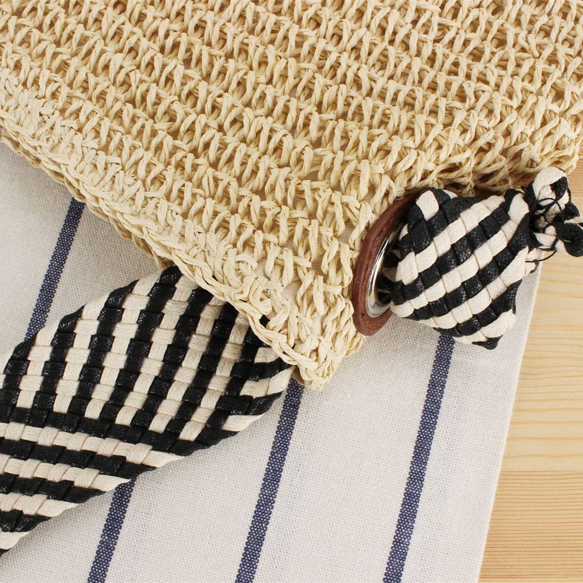 KNOTTED STRAP BEACH STRAW BAG_CWAB2012
