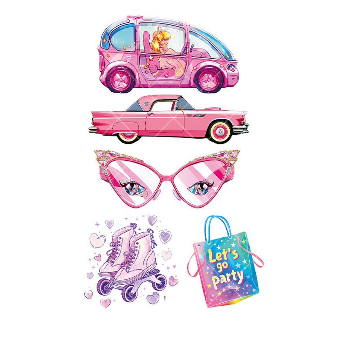 Pink Guitar Girl Tattoos ??Waterproof Kids Party_CWMM8382