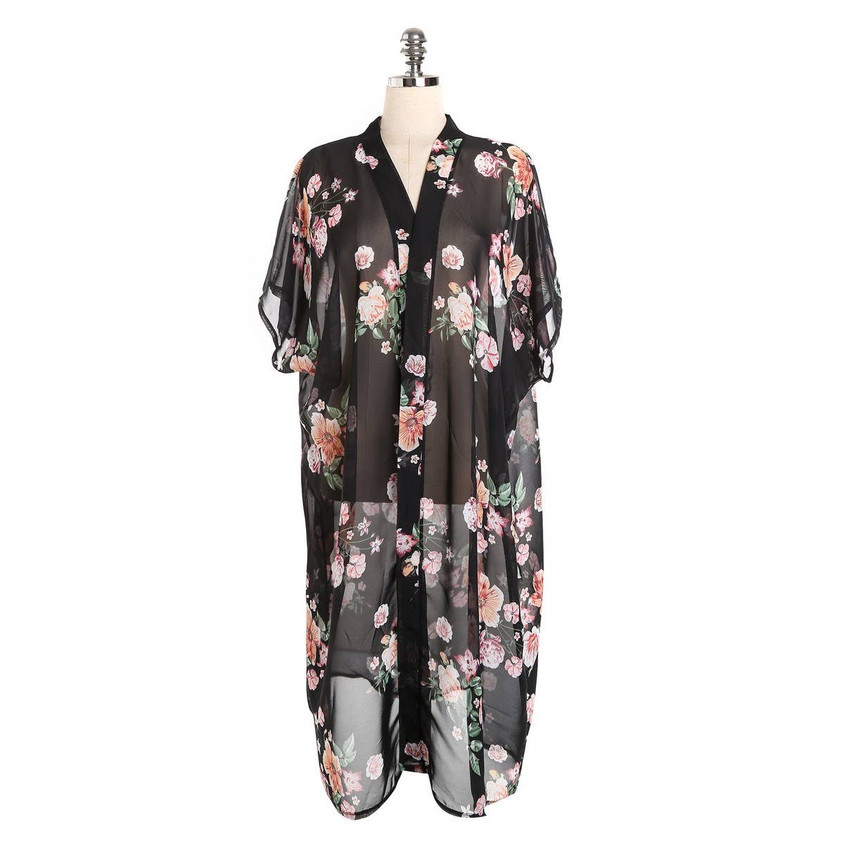 FLORAL PRINT FLOUNCE SLEEVE KIMONO