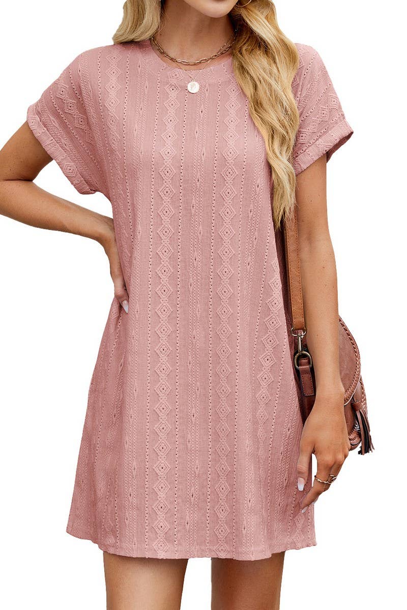 CWDSD8728_CREWNECK POCKET LOOSE FIT MIDI T-SHIRT DRESS