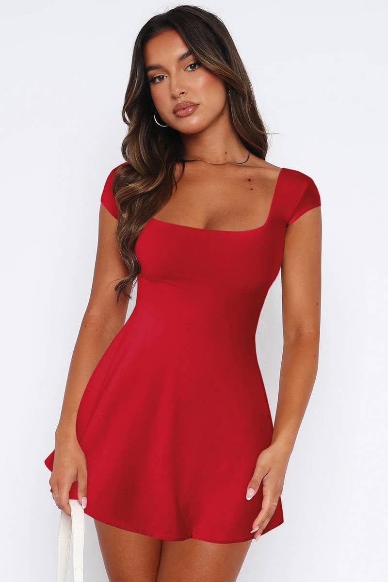 CWDSD8597_FASHION SLIM SEXY BACKLESS LACE-UP HOT GIRL DRESS