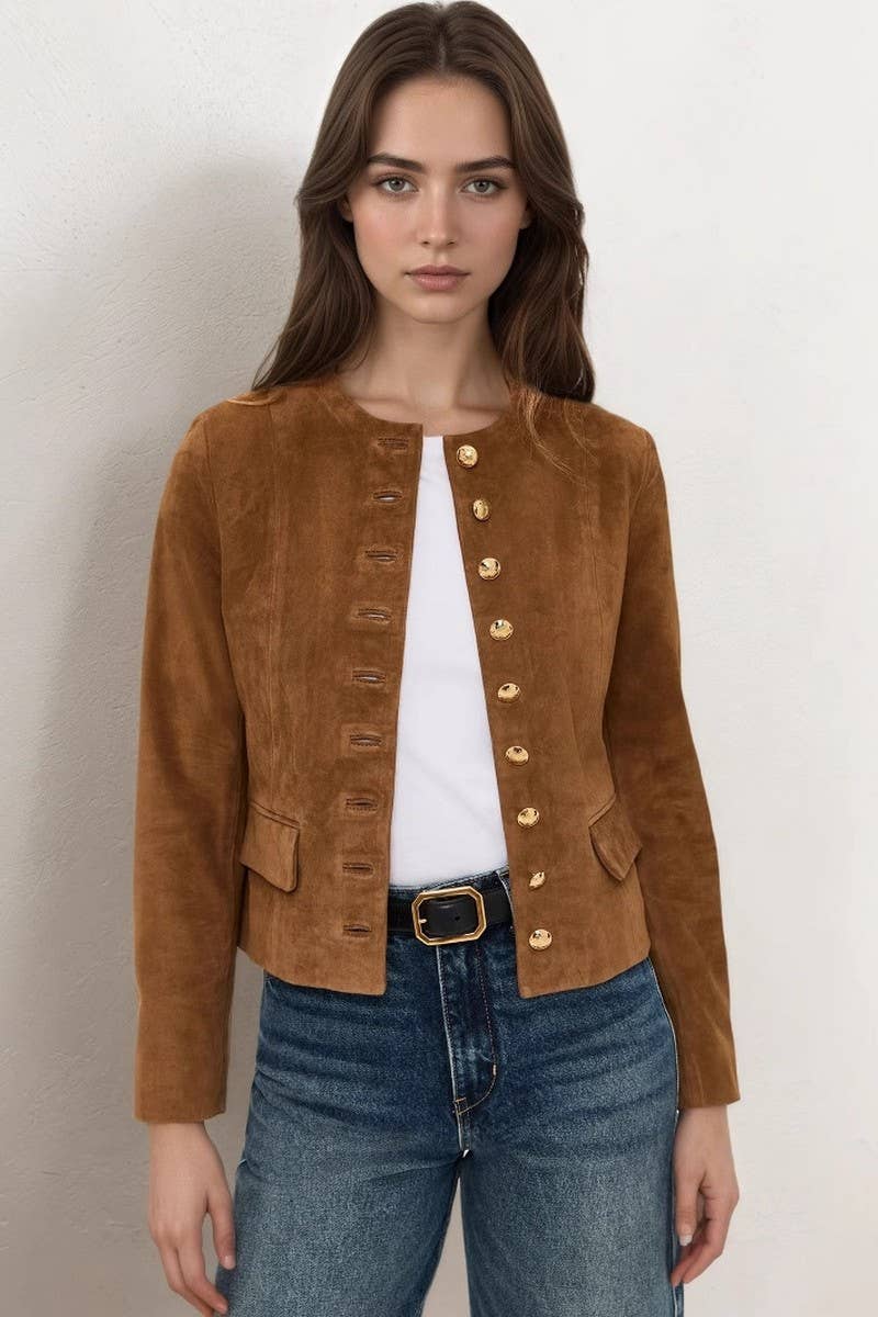 CWOCO1274_METAL SINGLE-BREASTED VERSATILE SHORT COAT