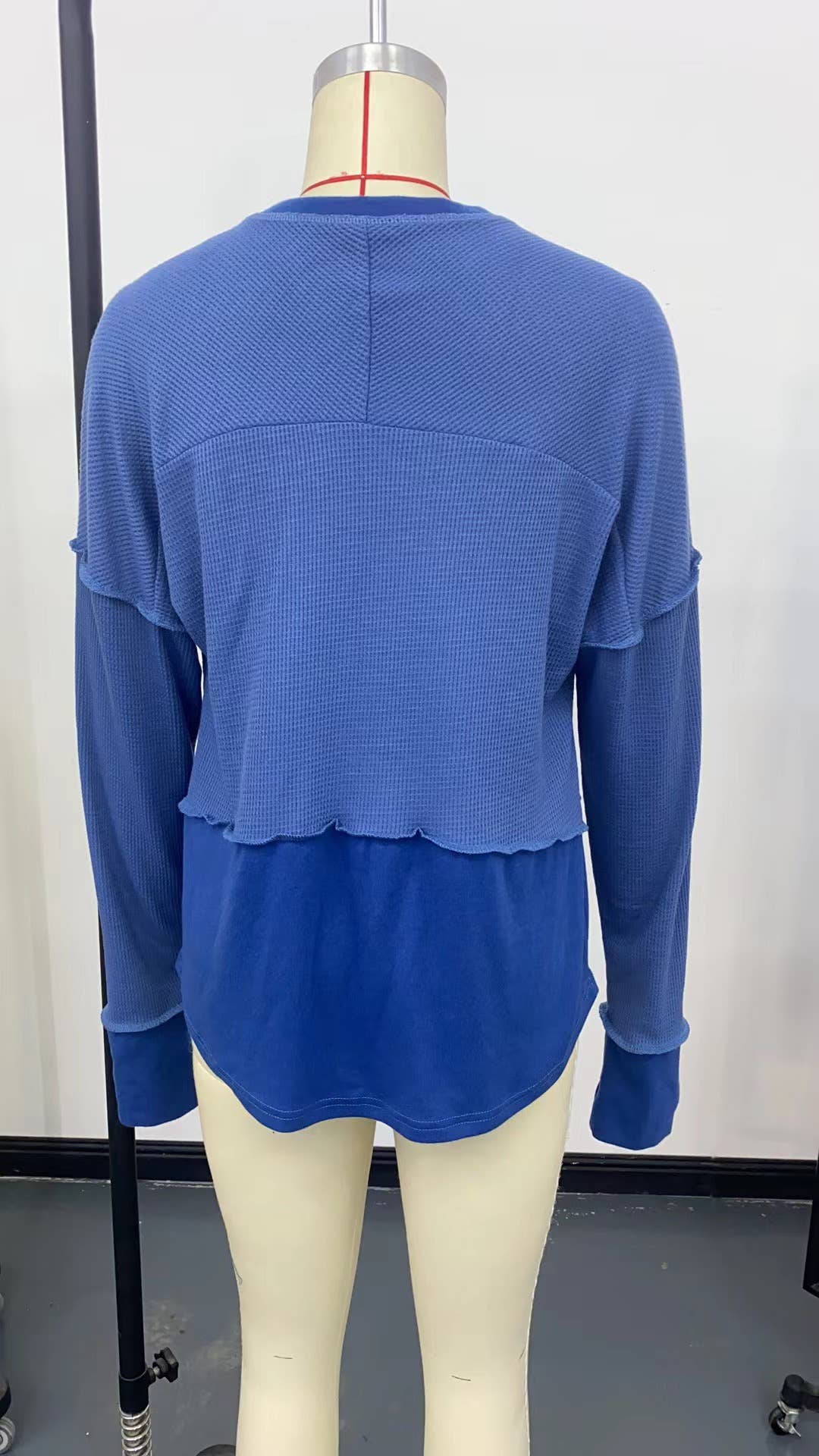 SOLID COLOR LONG SLEEVE PATCHWORK LOOSE HOODIE