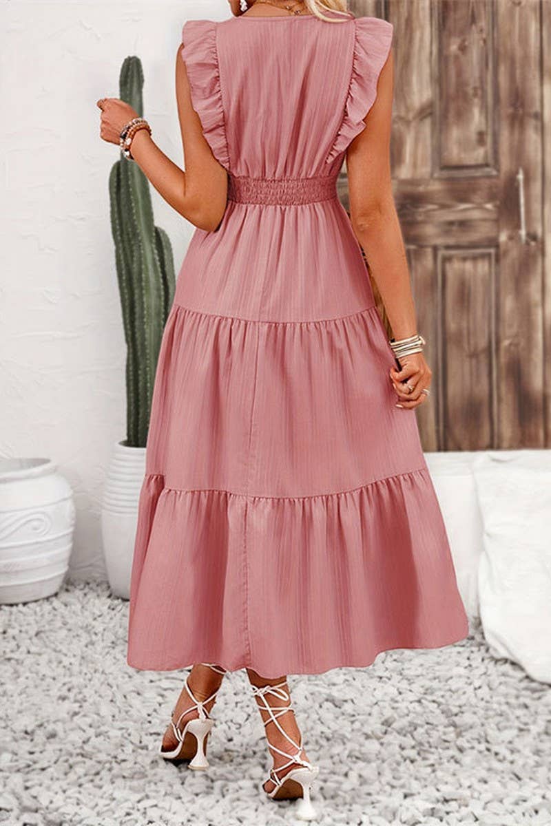 CWDMD5056_RUFFLED SLIM FIT SOLID COLOR LONG CAKE SKIRT