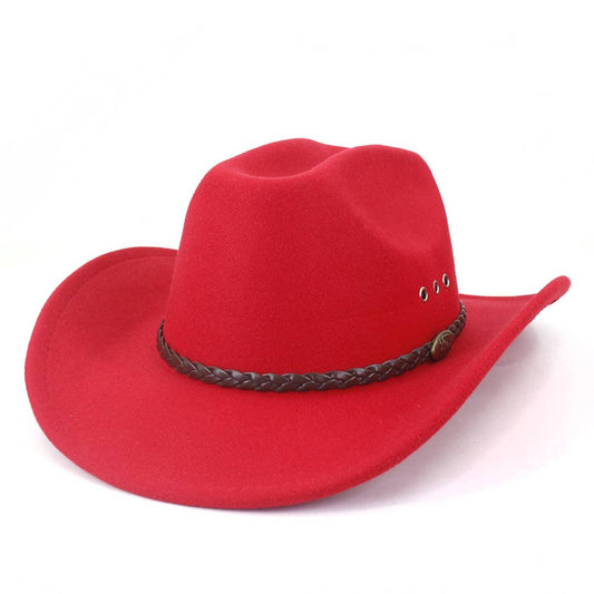 Western Cowboy Wool Felt Hat Wide Brim Jazz Hat_CWAH0677