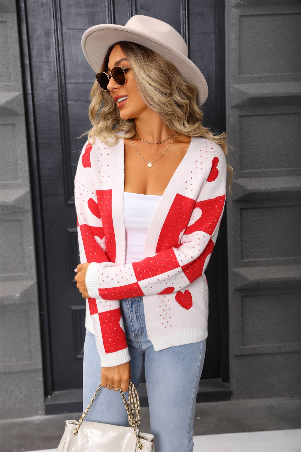 Valentine's Day heart-shaped knitted cardigan