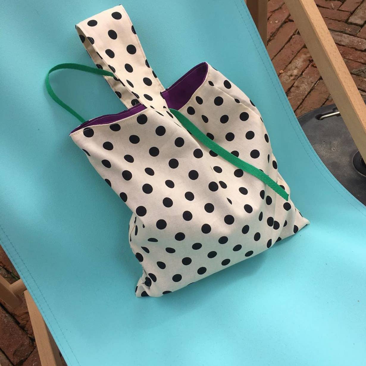 Black white polka dot storage polka dot handbag