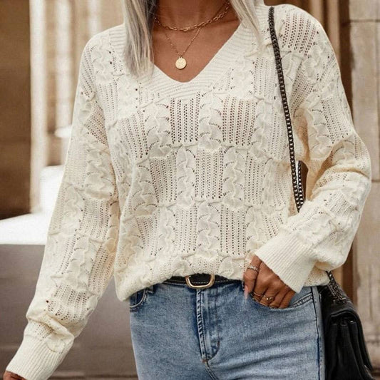 LACE-UP BACK HOLLOWED-OUT V-NECK EVERYTHING KNIT