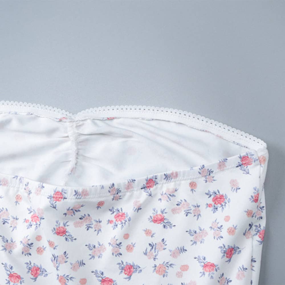 PRINTED STRAPLESS PLEATED ONE-SHOULDER DRESS