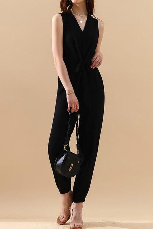 SLEEVELESS V NECK SLIM JUMPSUIT