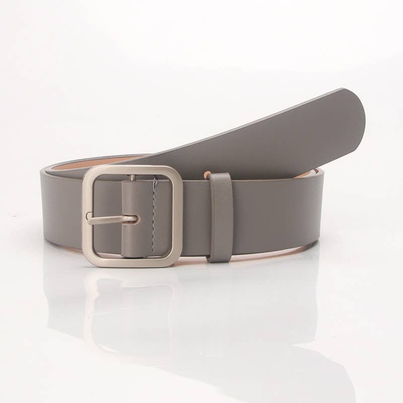 Retro versatile square buckle-top pu leather belt