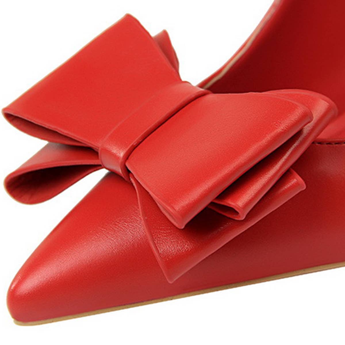 SLIM SHALLOW-MOUTH POINTED BOW HIGH HEELS_CWSHH0045