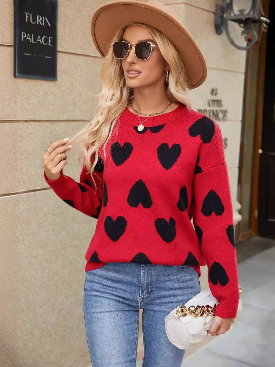 KNITTED JACQUARD CREW-NECK PULLOVER SWEATER