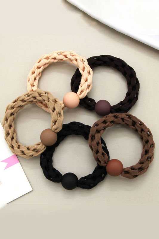 5PCS SOLID HAIR TIES ELASTIC SCRUNCHIES _CWAHA0170