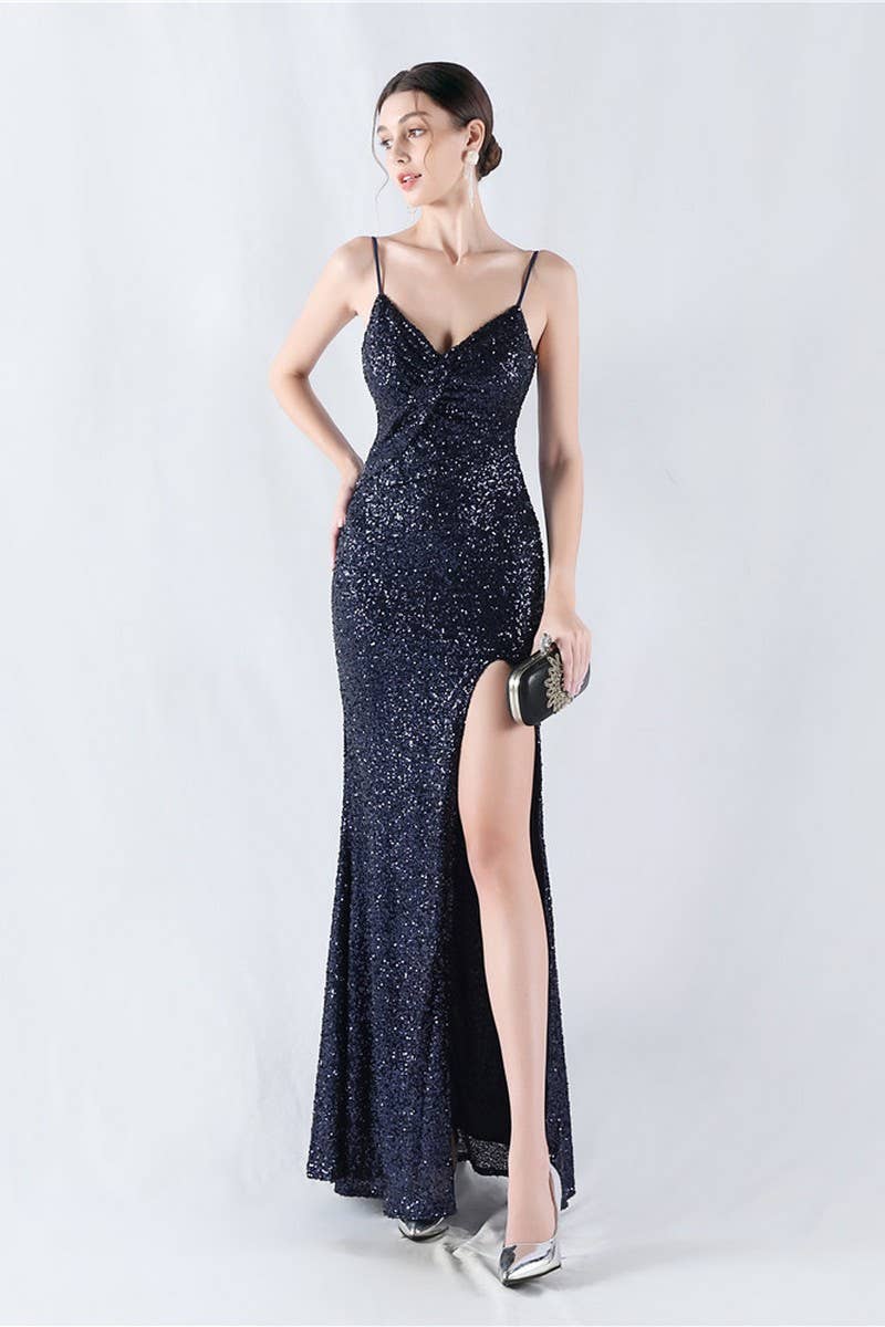 CWDMD4825_ELEGANT SEXY HIGH-SLIT SLING EVENING DRESS