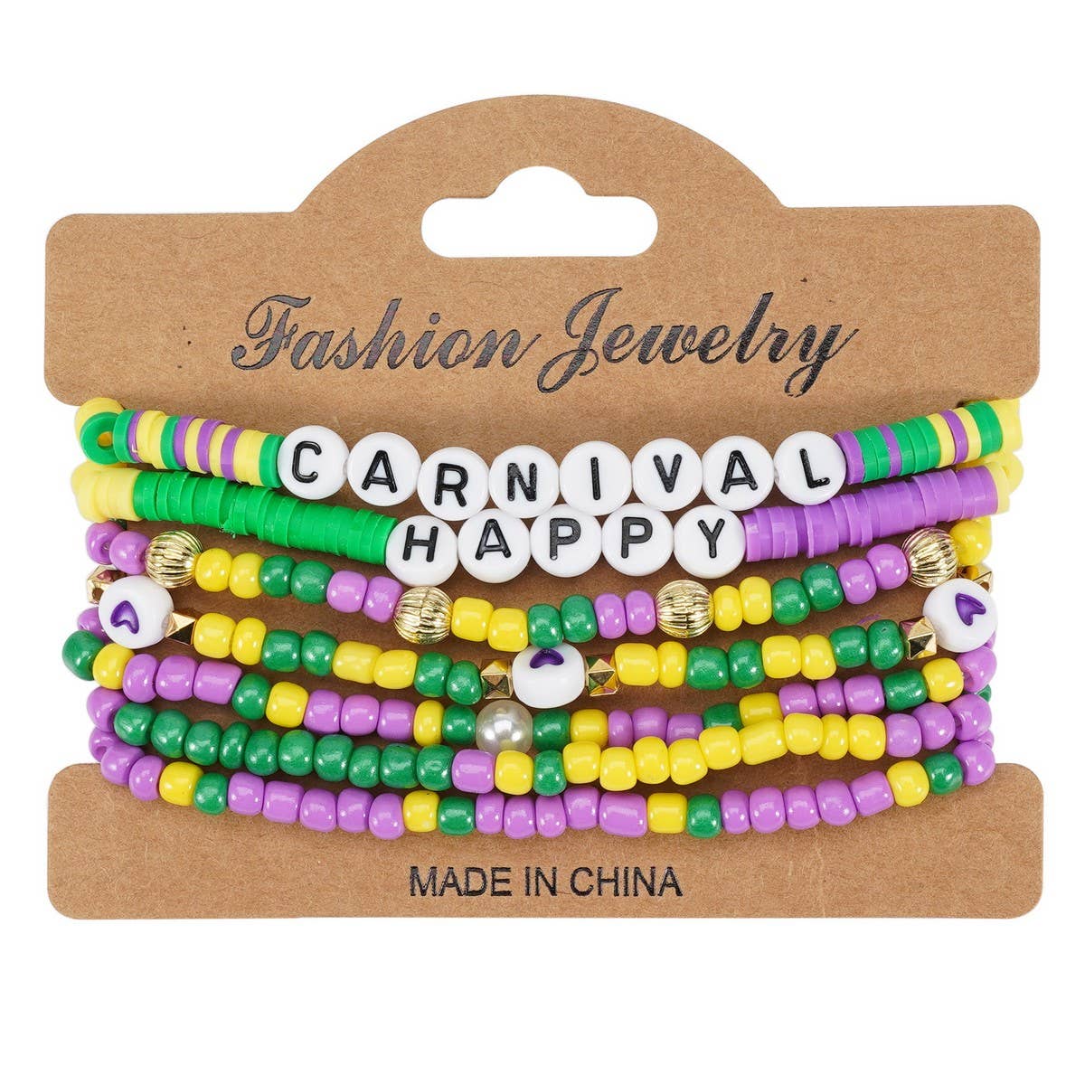 CWAJE05696_MARDI GRAS CARNIVAL HEART BEADED PARTY BRACELET