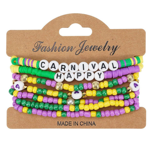 CWAJE05696_MARDI GRAS CARNIVAL HEART BEADED PARTY BRACELET