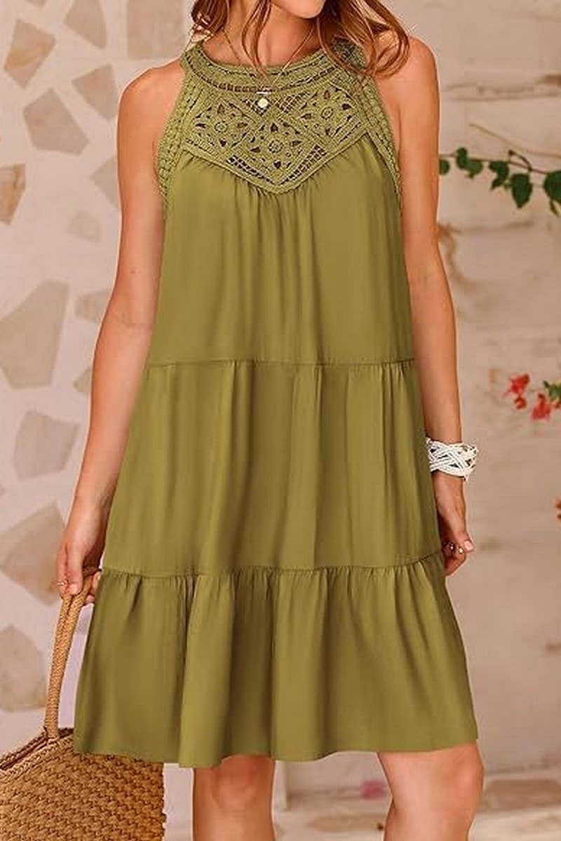 CWDSD10603_CASUAL SLEEVELESS A-LINE LAYERED TANK DRESS