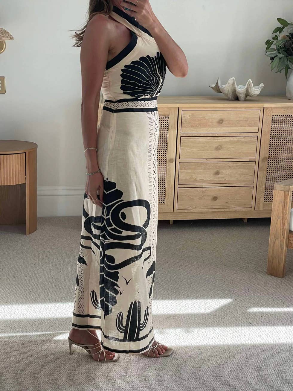 Sexy slim-fit halter strappy long dress