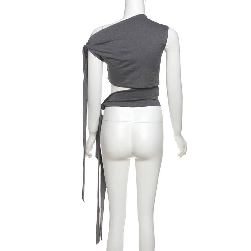 Fashion Off-Shoulder Sexy Tie Waist Crop Top