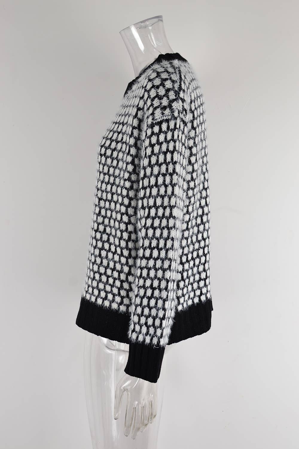 Patchwork Crew Neck Fashion Long-Sleeved Sweater