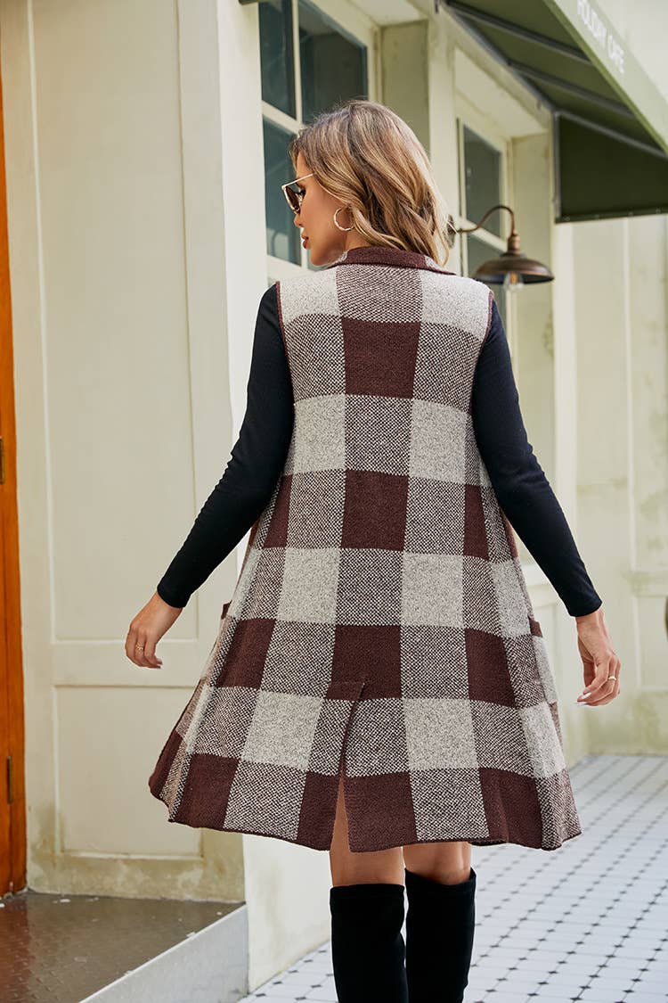 KNIT SLEEVELESS VEST SWEATER LONG WAISTCOAT