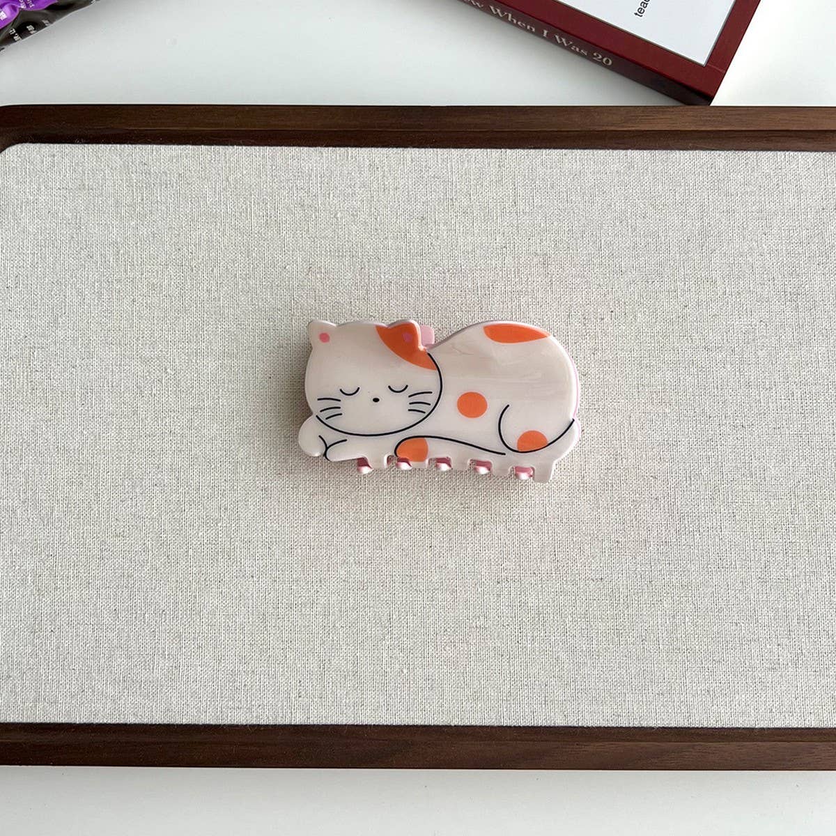 Pink Pig & Cat Acetate Hair Claw Clip for Girls_CWAHA5974