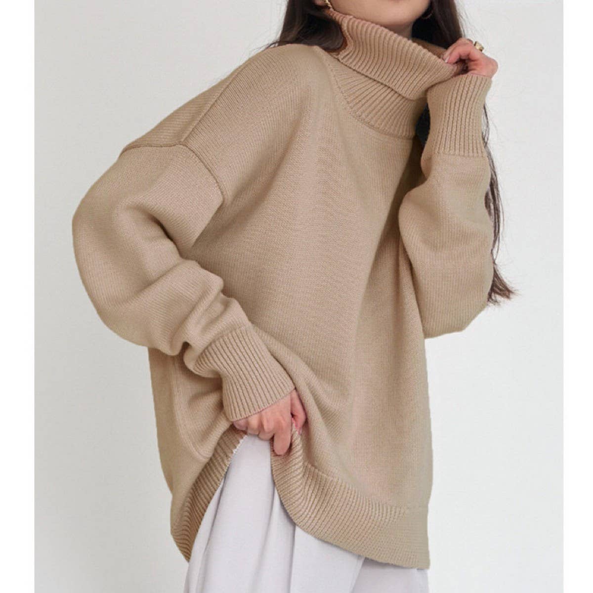 Women's Solid Turtleneck Knit Sweater