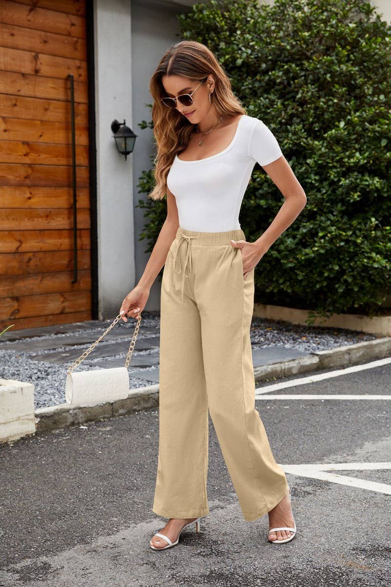 CWBLP1803_ELEGANT BREATHABLE HIGH WAIST WIDE LEG PANTS