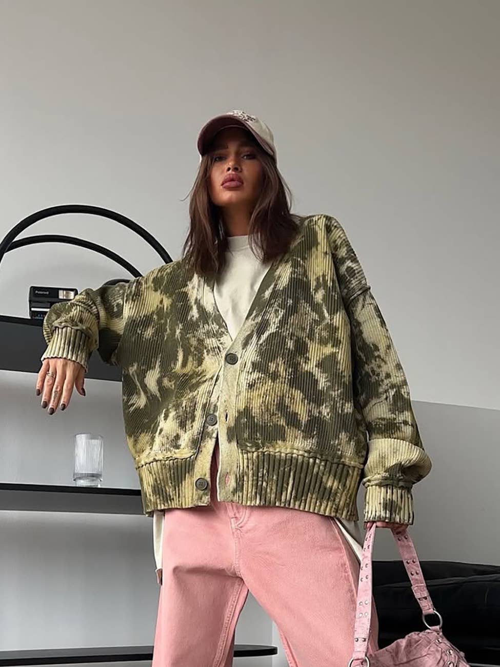 Fashionable camouflage single-breasted cardigan