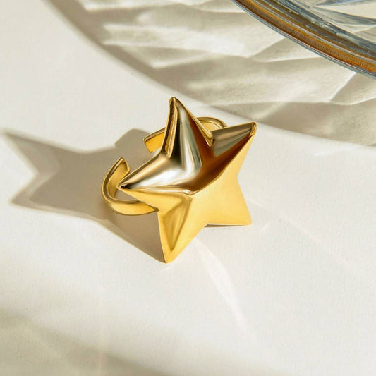 SIMPLE AND HIGH-END FIVE-POINTED STAR OPEN RING