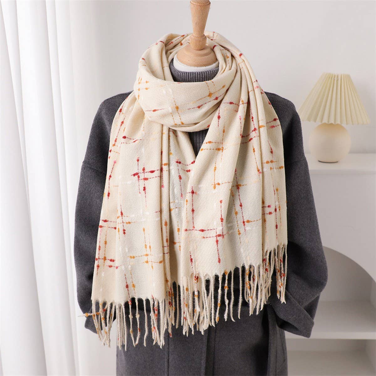 Lightweight Korean Style Fringe Winter Scarf Wrap