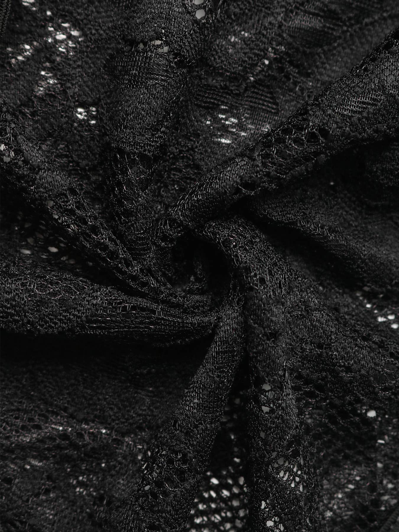 Lace patchwork long-sleeved see-through jumpsuit