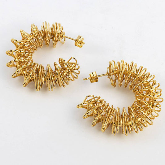 18K GOLD PLATED TWISTED ROPE HOOPS EARRING_CWAJE0569
