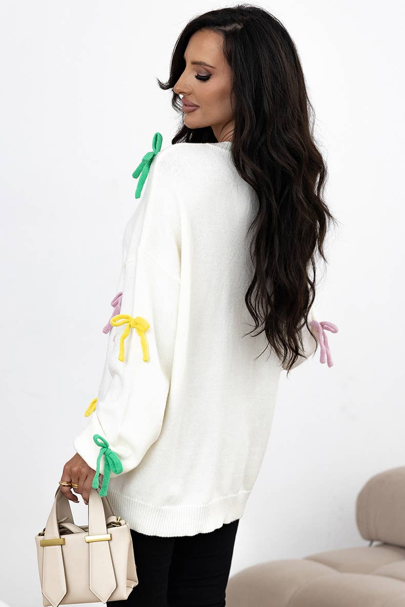 FASHION COLOR THREE-DIMENSIONAL BOW KNITWEAR