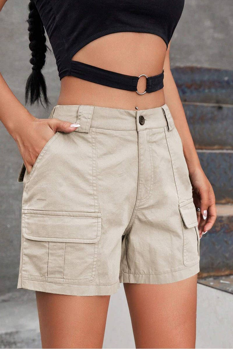 CWBSP0582_HIGH WAIST LOOSE FIT WIDE LEG FLATTERING SHORTS