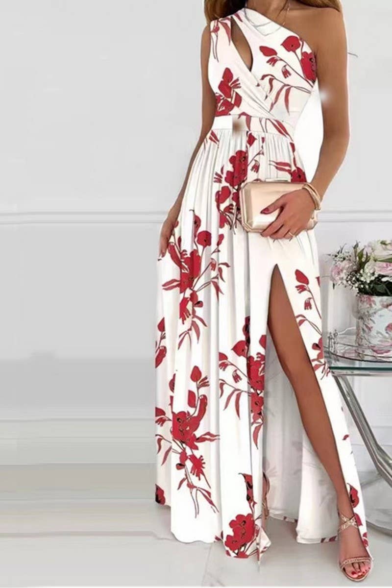 CWDMD6444_HIGH WAIST SLEEVELESS ONE SHOULDER SLIT MAXI DRESS