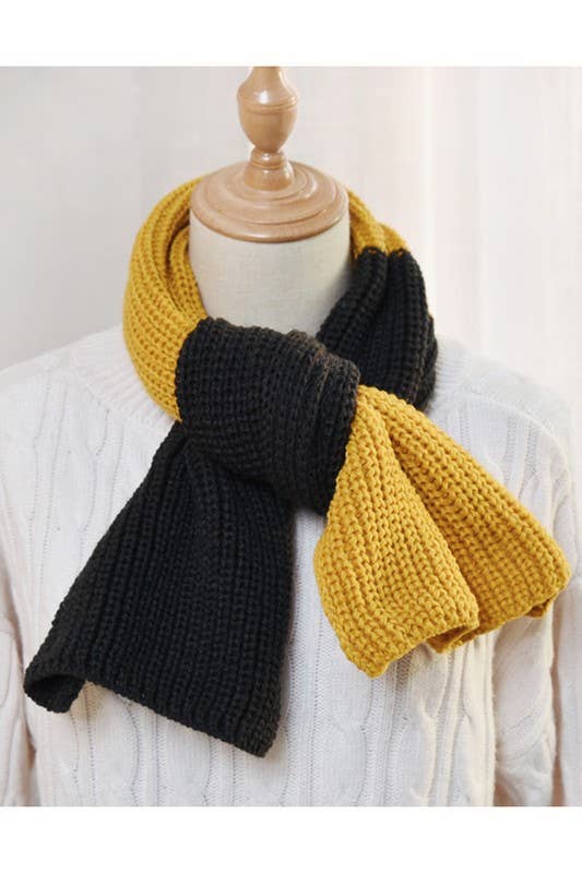 Yarn Knit Colorblock Scarf - Cozy Neck Wrap_CWASC0052