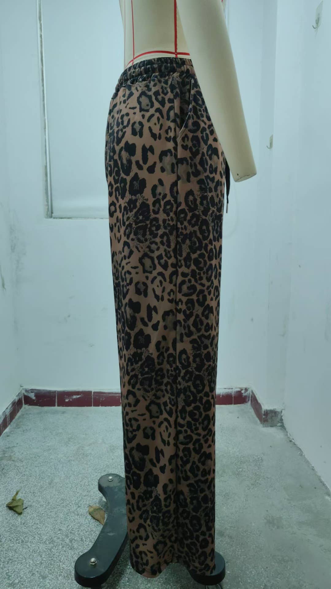 Leopard print sports casual leg straight pants