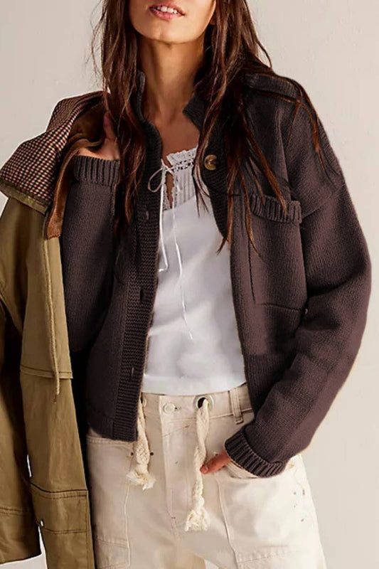 CWOCAL1806_KNIT COAT SOLID COLOR CARDIGAN SWEATER