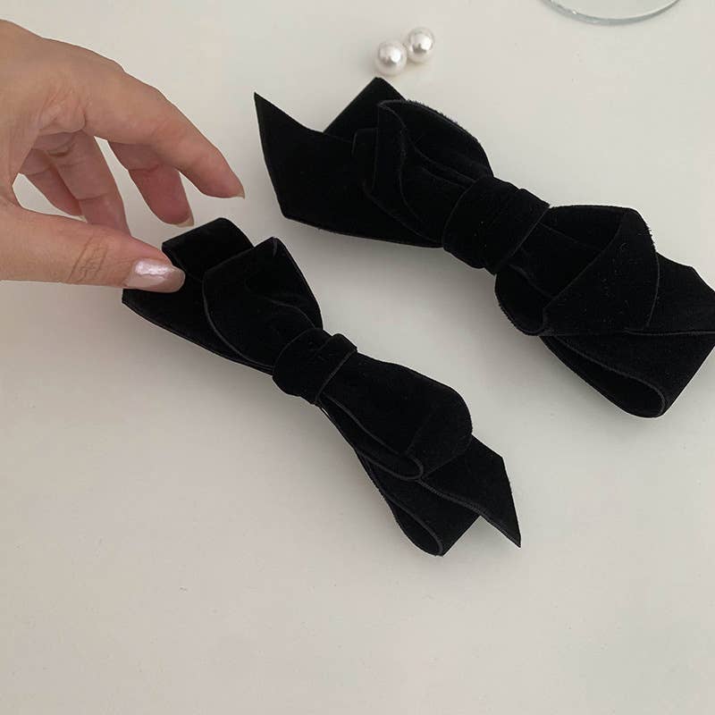 Velvet bow bangs clip back hair accessories