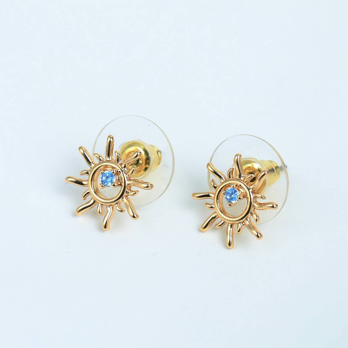 Romantic Sunflower Blue Zircon Stud Earrings