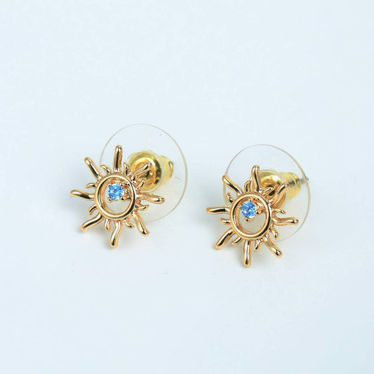 Romantic Sunflower Blue Zircon Stud Earrings