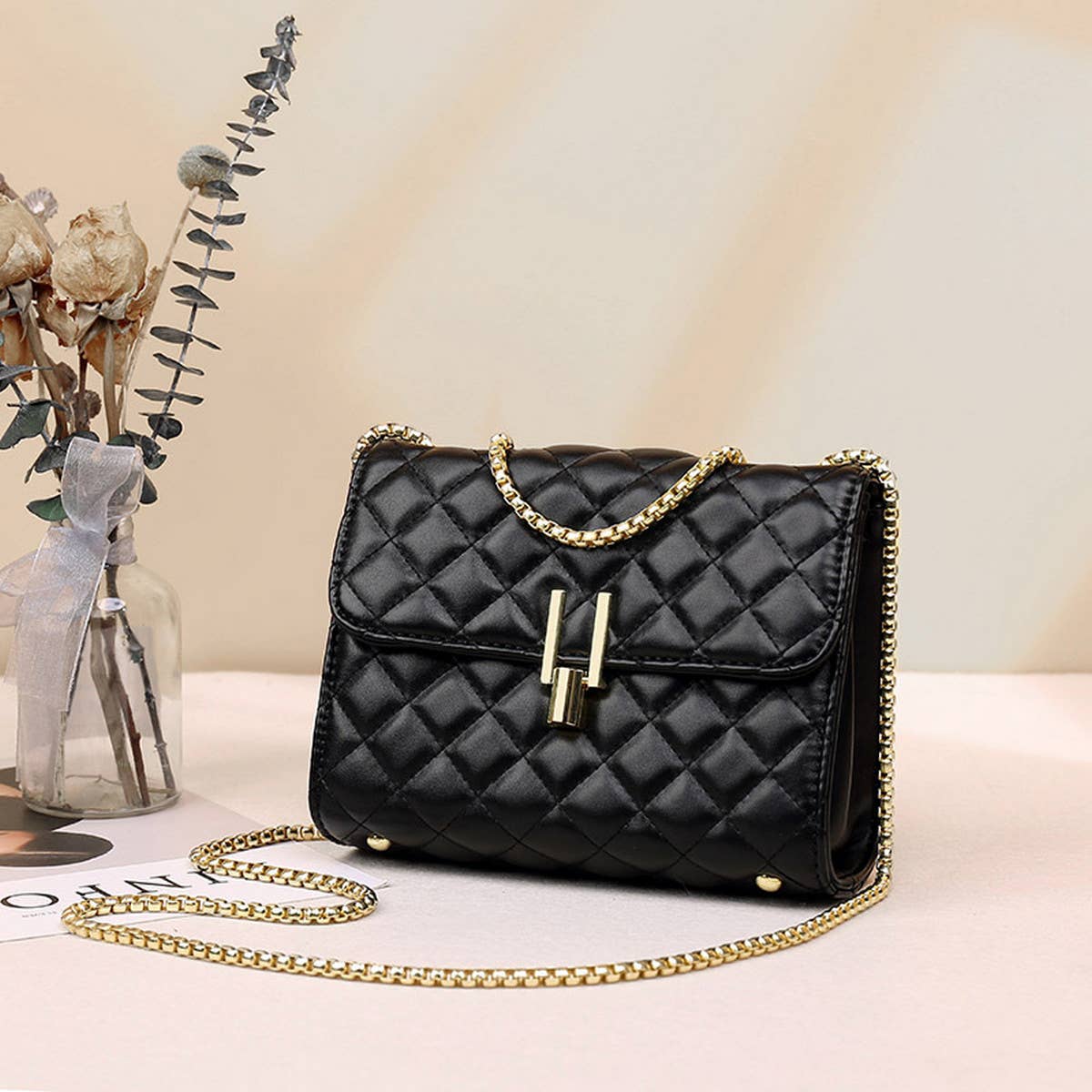 RETRO CHANEL STYLE DIAMOND CHAIN BAG SHOULDER BAG_CWAB2666