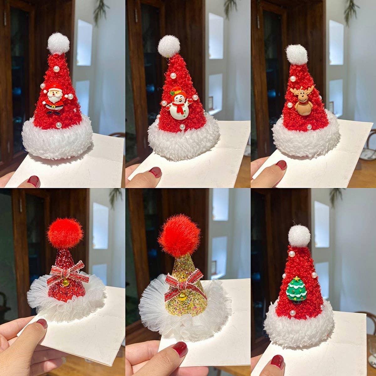 CUTE PLUSH CHRISTMAS PEARL HAT HAIRPIN HEADDRESS