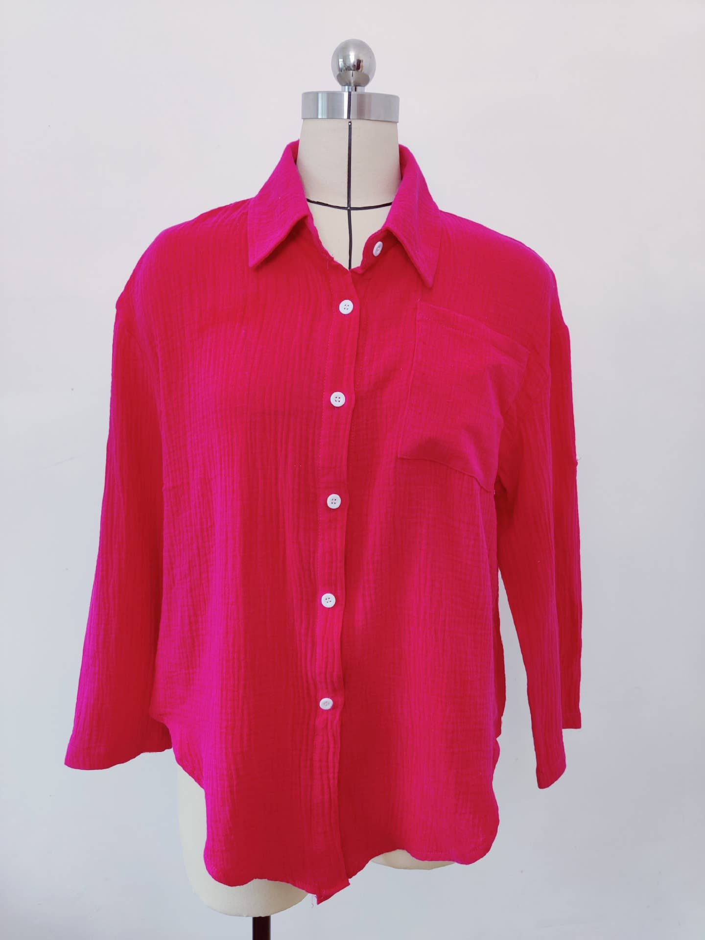 SOLID COLOR LOOSE LOOSE WOMEN'S TEXTURE SHIRT